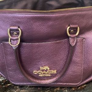 Coach purple leather metallic handbag